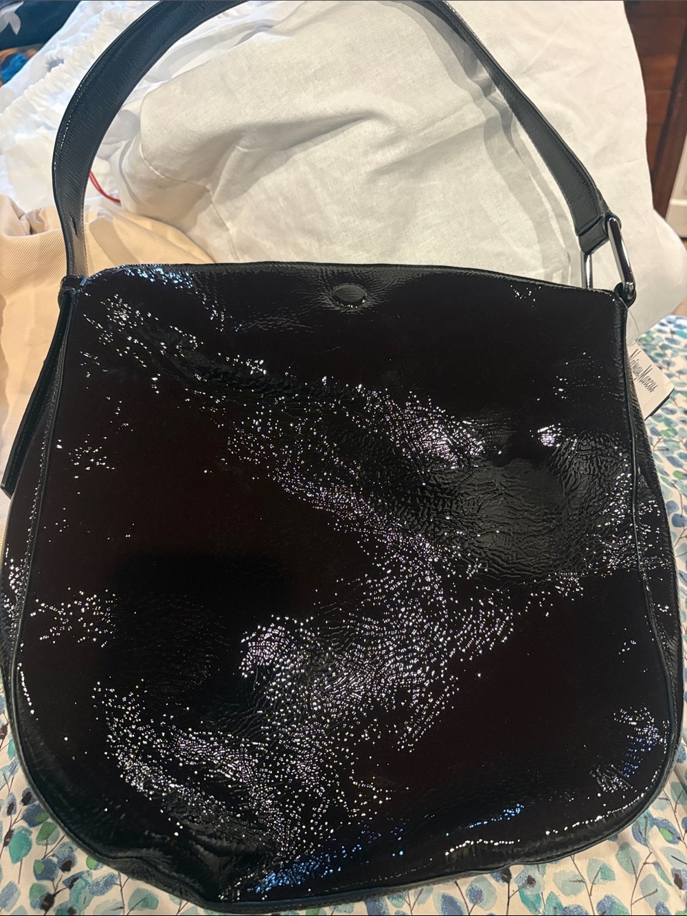 Akris Chocolate Brown Patent Shoulder Bag